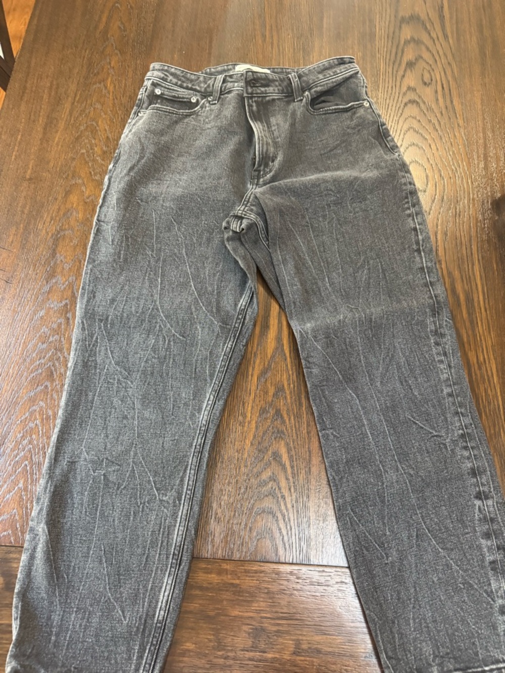 Abercrombie & Fitch Washed Charcoal High-Rise Straight Jeans